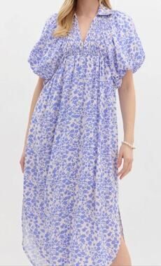 Entro Puff Sleeve Midi Dress
